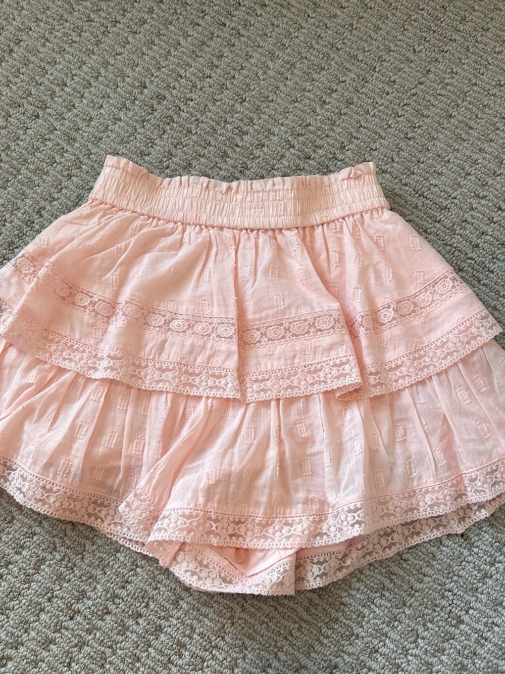 Altar'd State Soft Pink Tiered Lace Skort